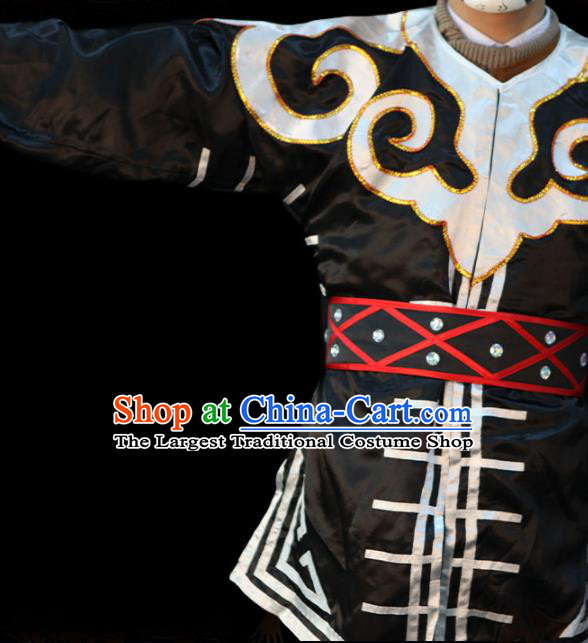 China Cosplay Song Dynasty Water Margin Hero Costumes Beijing Opera Swordsman Clothing Traditional Peking Opera Wusheng Black Outfits