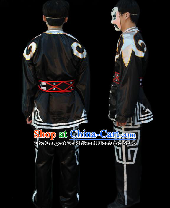 China Cosplay Song Dynasty Water Margin Hero Costumes Beijing Opera Swordsman Clothing Traditional Peking Opera Wusheng Black Outfits