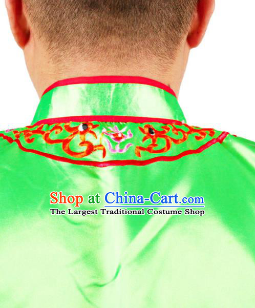 China Folk Dance Lion Dance Costumes Beijing Opera Takefu Clothing Traditional Peking Opera Wusheng Green Outfits