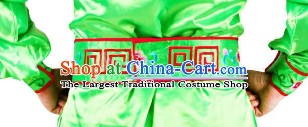 China Folk Dance Lion Dance Costumes Beijing Opera Takefu Clothing Traditional Peking Opera Wusheng Green Outfits
