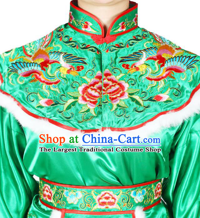 Chinese Peking Opera Female General Green Uniforms Traditional Opera Hua Mulan Clothing Beijing Opera Swordswoman Garment Costumes