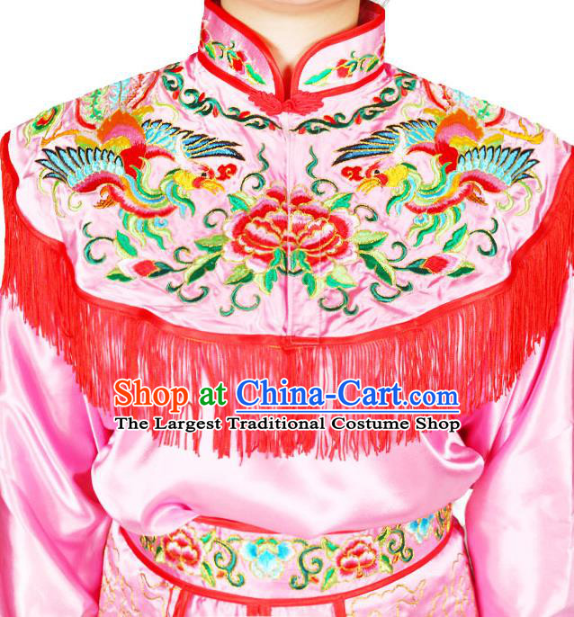 Chinese Peking Opera Female Warrior Pink Uniforms Traditional Opera Woman Soldier Clothing Beijing Opera Heroine Garment Costumes