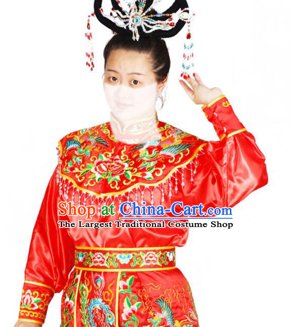 Chinese Peking Opera Female General Red Uniforms Traditional Cosplay Swordswoman Hu Sanniang Clothing Beijing Opera Actress Garment Costumes