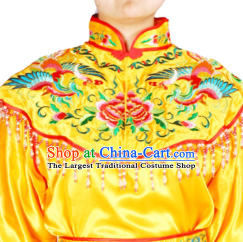 Chinese Beijing Opera Actress Garment Costumes Peking Opera Female General Yellow Uniforms Traditional Cosplay Swordswoman Hu Sanniang Clothing