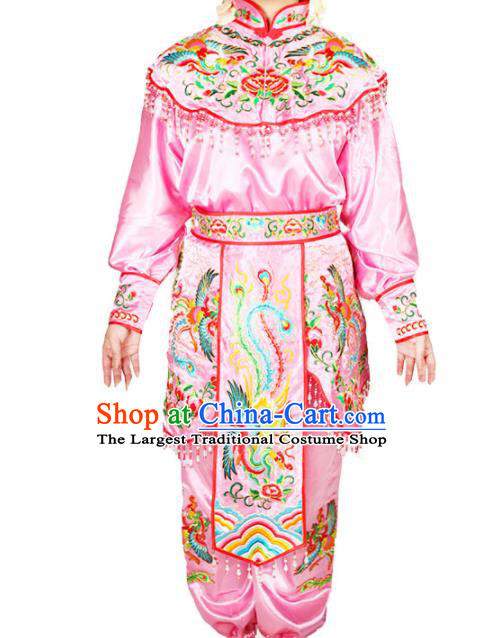 Chinese Peking Opera Hua Mulan Pink Uniforms Traditional Cosplay Female General Clothing Beijing Opera Swordswoman Garment Costumes