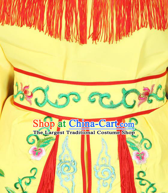 Chinese Chaoshan New Year Parade Garment Costumes Peking Opera Female Swordsman Yellow Uniforms Traditional Folk Dance Clothing