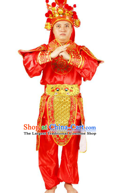 China Traditional Cosplay Soldier Red Outfits Peking Opera Wusheng Costumes Beijing Opera Liangshan Hero Clothing