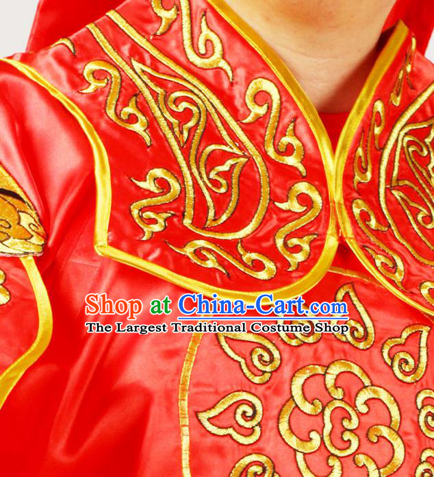 China Traditional Cosplay Soldier Red Outfits Peking Opera Wusheng Costumes Beijing Opera Liangshan Hero Clothing