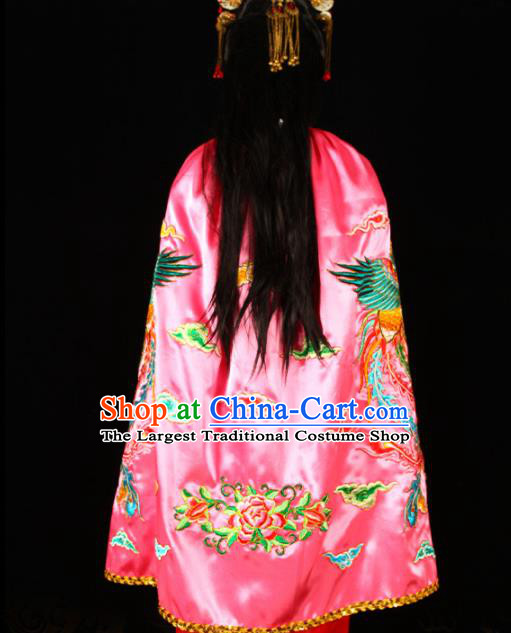 Chinese Peking Opera Actress Mantle Traditional Cosplay Goddess Embroidered Pink Cape Beijing Opera Swordswoman Garment Costume