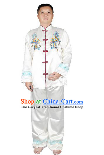 China Traditional Martial Arts White Outfits Wushu Performance Costumes Kung Fu Training Clothing