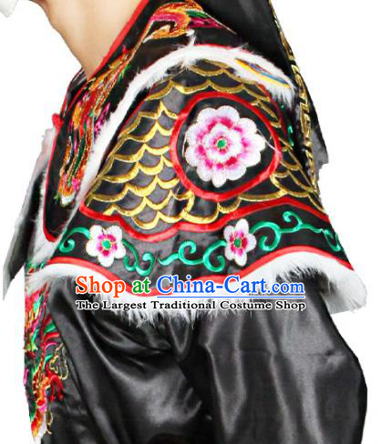 China Traditional Cosplay Warrior Black Outfits Peking Opera Wusheng Costumes Beijing Opera General Clothing
