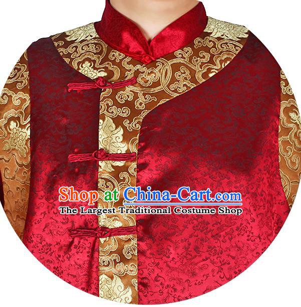 China Performance Costumes Qing Dynasty Male Clothing Traditional Wedding Red Mandarin Jacket and Robe Outfits