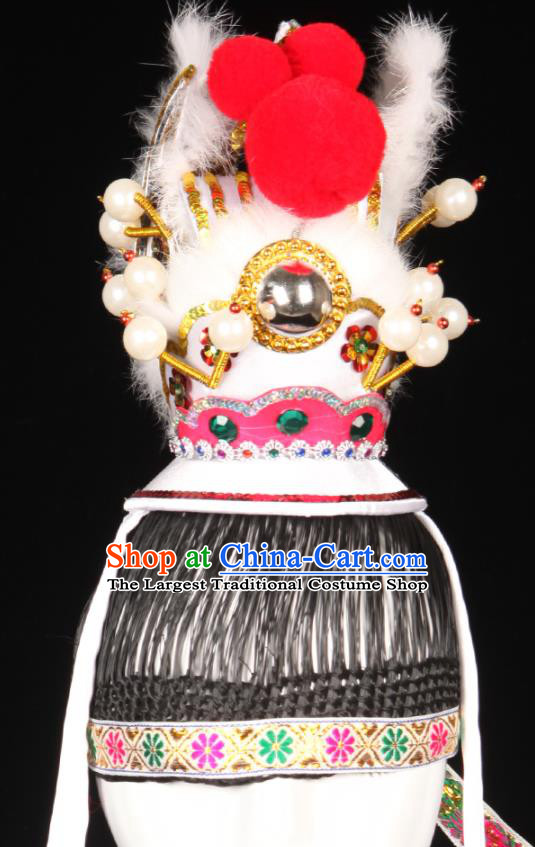 Chinese Handmade Chaozhou Opera Prince Headpieces Beijing Opera Xiaosheng Hair Accessories Ancient Noble Childe White Hairdo Crown