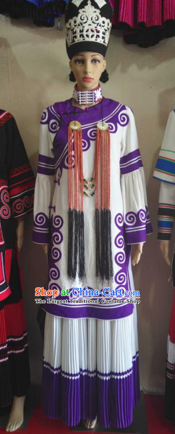 Chinese Ethnic Female Folk Dance Clothing Liangshan National Minority Wedding Flax Uniforms Yi Nationality Festival Costumes