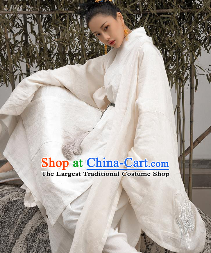 China Traditional Historical Garment Costumes Ancient Swordsman Hanfu Clothing Song Dynasty Young Childe White Uniforms