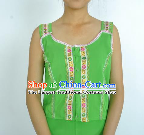 Chinese Ethnic Peacock Dance Green Uniforms Yunnan National Minority Dance Dress Dai Nationality Female Performance Garment Costumes