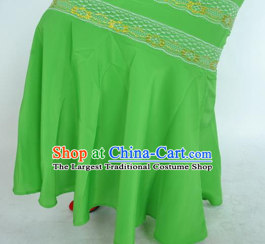 Chinese Ethnic Peacock Dance Green Uniforms Yunnan National Minority Dance Dress Dai Nationality Female Performance Garment Costumes