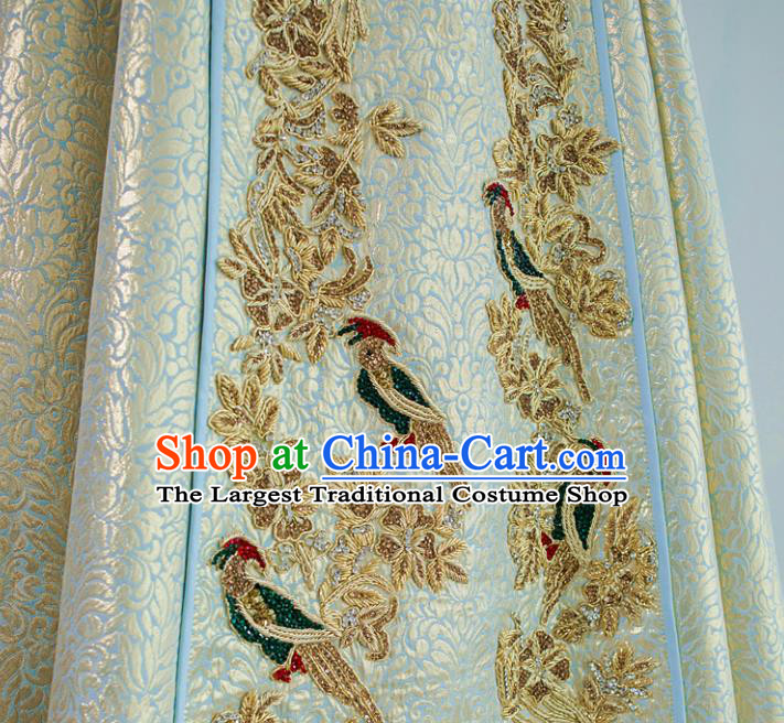 Chinese Ancient Bride Dress Classical Light Blue Xiuhe Suits Ceremony Toasting Clothing Traditional Wedding Garment Costumes