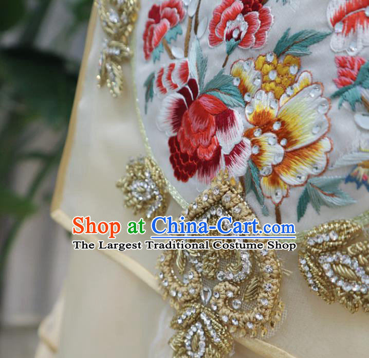 Chinese Classical Embroidered Champagne Xiuhe Suits Traditional Hanfu Dress Wedding Ceremony Toasting Clothing Ancient Bride Garment Costumes