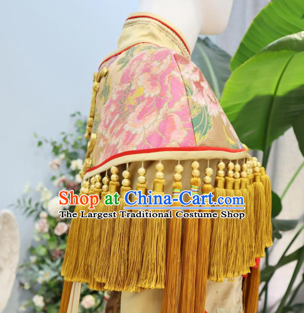 Chinese Ancient Empress Garment Costumes Classical Wedding Xiuhe Suits Traditional Embroidered Yellow Hanfu Dress Bride Toasting Clothing