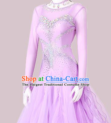 Professional Ballroom Dance Lilac Dress International Dance Performance Garment Modern Dance Fashion Waltz Competition Clothing