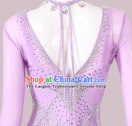 Professional Ballroom Dance Lilac Dress International Dance Performance Garment Modern Dance Fashion Waltz Competition Clothing