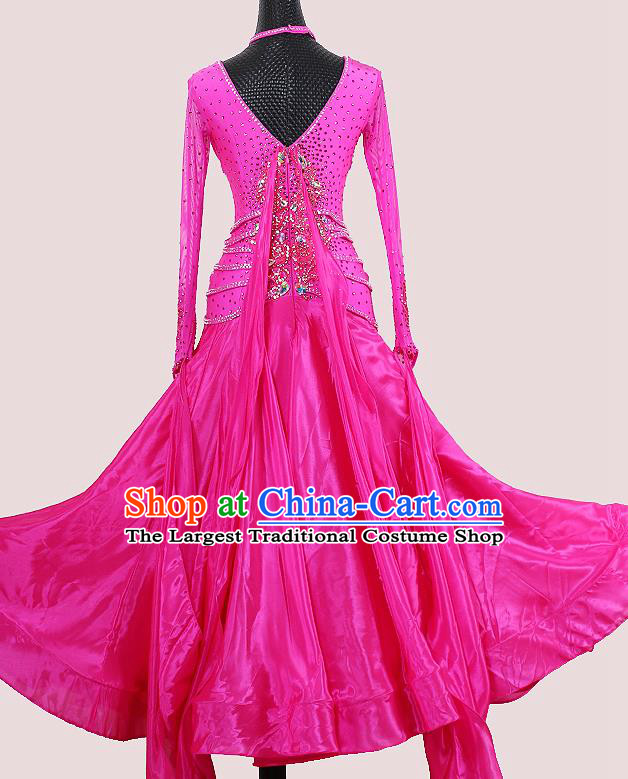 Professional Ballroom Dancing Rosy Dress International Dance Garment Modern Dance Performance Fashion Waltz Competition Clothing