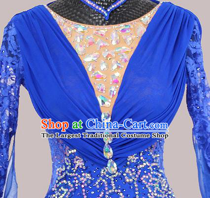 Custom International Dance Competition Clothing Modern Dance Fashion Waltz Performance Garment Ballroom Dancing Royalblue Dress