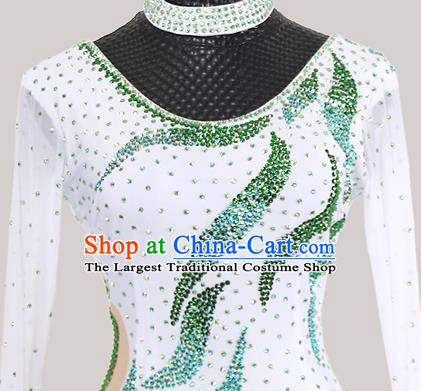 Custom Waltz Performance Fashion Modern Dance Light Green Dress International Dance Garment Ballroom Dancing Competition Clothing