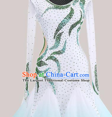 Custom Waltz Performance Fashion Modern Dance Light Green Dress International Dance Garment Ballroom Dancing Competition Clothing
