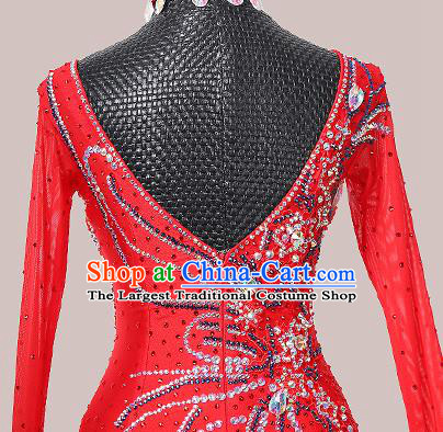Custom Waltz Competition Fashion Modern Dance Red Dress International Dance Garment Ballroom Dancing Clothing