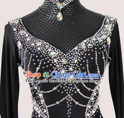 Custom Modern Dance Garment International Dance Competition Black Dress Ballroom Dancing Clothing Waltz Performance Fashion