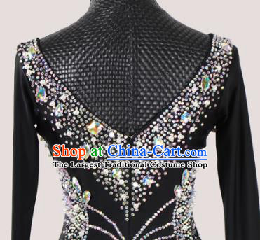 Custom Modern Dance Garment International Dance Competition Black Dress Ballroom Dancing Clothing Waltz Performance Fashion