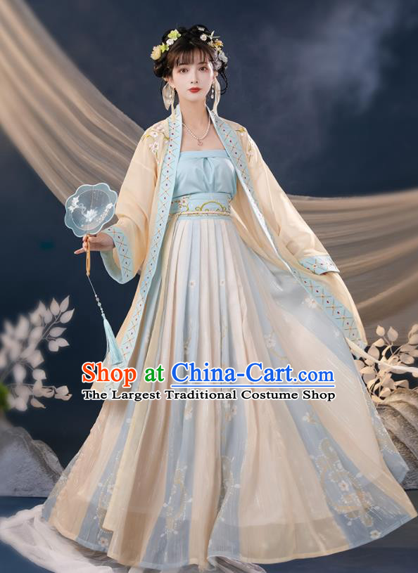 China Traditional Garment Costumes Ancient Young Lady Hanfu Dress Song Dynasty Female Historical Clothing