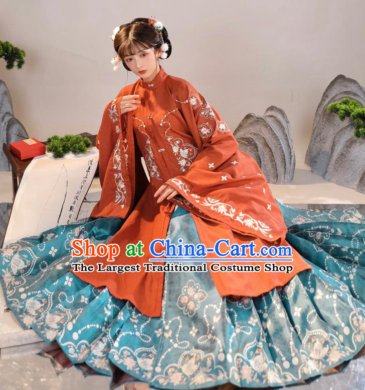 China Traditional Nobility Lady Garment Costumes Ancient Patrician Beauty Hanfu Dress Ming Dynasty Historical Clothing