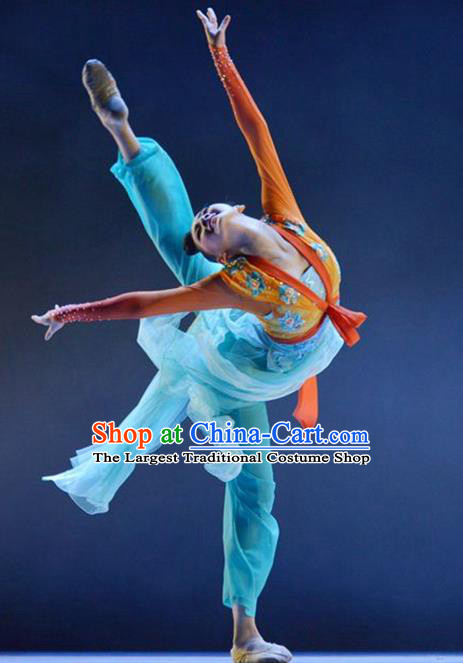 Chinese Stage Performance Green Outfits Umbrella Dance Garment Costumes Female Solo Dance Clothing Classical Dance Dress