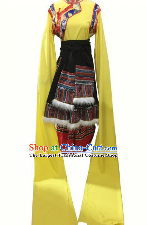 Chinese Ethnic Male Festival Garment Costumes Zang Nationality Folk Dance Clothing Tibetan Minority Stage Performance Outfits