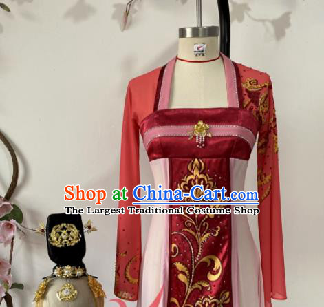 Chinese Woman Hanfu Dance Clothing Classical Dance Garment Costumes Beauty Stage Performance Red Dress Outfits
