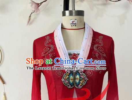 Chinese Stage Performance Wine Red Dress Outfits Woman Umbrella Dance Clothing Classical Dance Garment Costumes