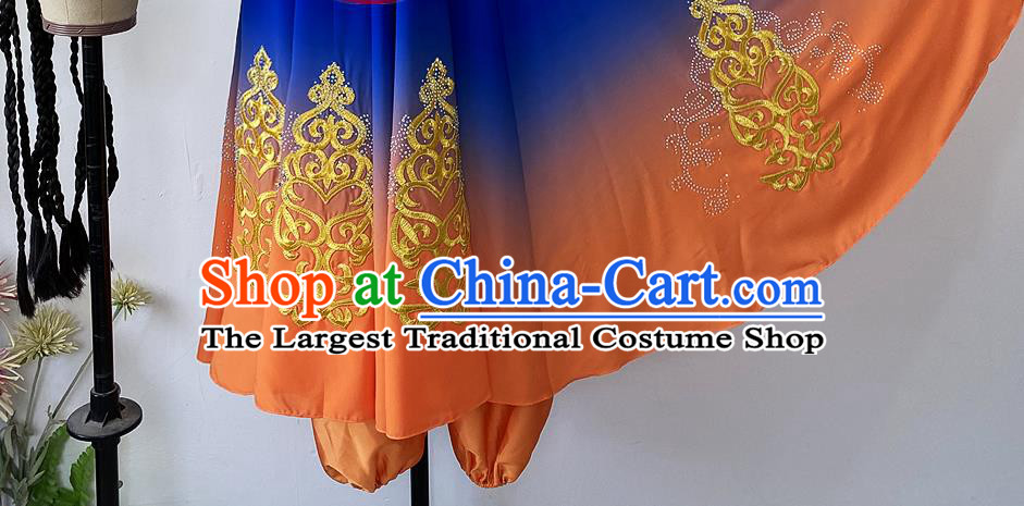 Chinese Uyghur Minority Performance Garment Costumes Uighur Nationality Woman Clothing Xinjiang Ethnic Folk Dance Royalblue  Dress Uniforms