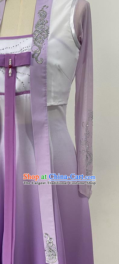 Chinese Stage Performance Purple Dress Outfits Woman Umbrella Dance Clothing Classical Dance Garment Costumes