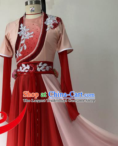 Chinese Woman Stage Performance Red Dress Outfits Hanfu Beauty Dance Luo Fu Clothing Classical Dance Garment Costumes