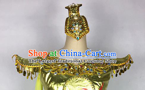 Top China Flying Apsaras Dance Hair Accessories Classical Dance Golden Hair Crown Woman Group Dance Headdress