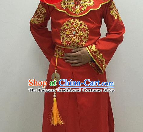 Chinese Male Stage Performance Red Outfits Cosplay Childe Jia Baoyu Clothing Classical Dance Garment Costumes