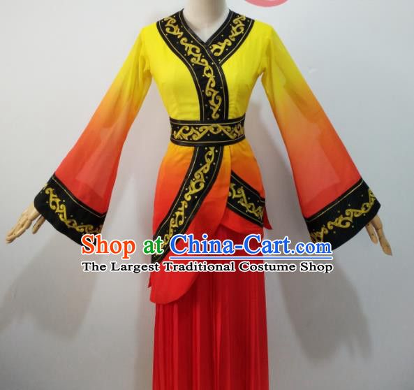 Chinese Female Group Hanfu Dance Clothing Classical Dance Garment Costumes Stage Performance Beauty Red Dress Outfits