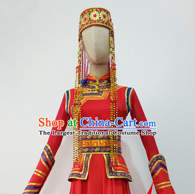 Top China Mongolian Minority Princess Tassel Headwear Mongol Nationality Female Dance Hat Ethnic Stage Performance Headdress