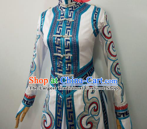 Chinese Mongolian Minority Performance Costumes Mongol Nationality Folk Dance Clothing Ethnic Female Dress Uniforms and Headwear