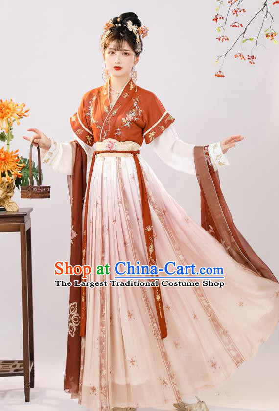 China Tang Dynasty Royal Princess Hanfu Dress Traditional Young Beauty Historical Clothing Ancient Court Lady Garment Costumes