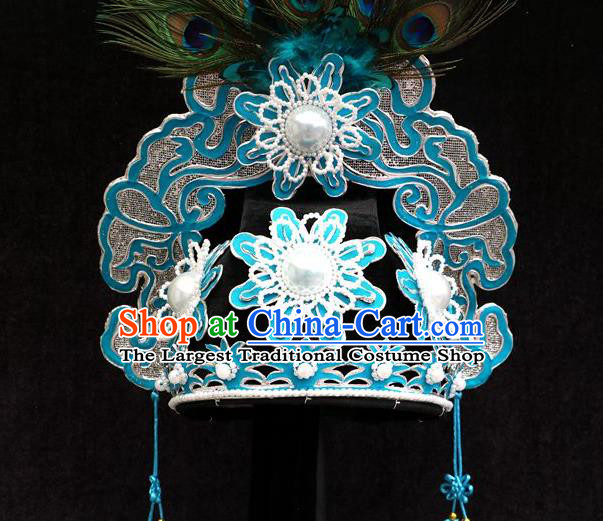 Chinese Peking Opera Xiaosheng Hat Shaoxing Opera Scholar Liang Shanbo Headwear Huangmei Opera Niche Feather Headdress