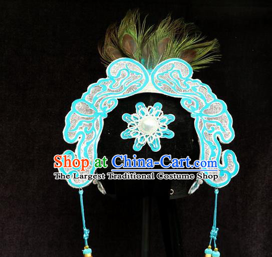 Chinese Peking Opera Xiaosheng Hat Shaoxing Opera Scholar Liang Shanbo Headwear Huangmei Opera Niche Feather Headdress
